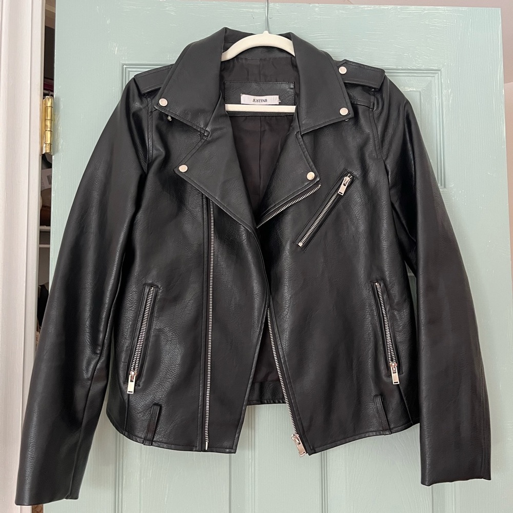 Black Moto Faux Leather Jacket